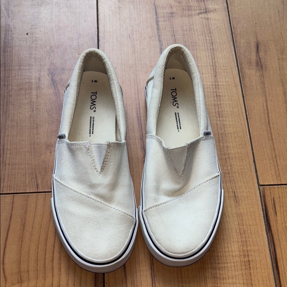 TOMS Beige Canvas Slip-Ons